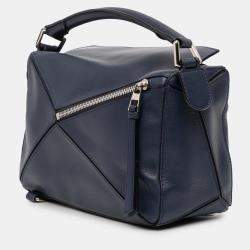 Pre Owned Loewe Blue Small Calfskin Puzzle Satchel