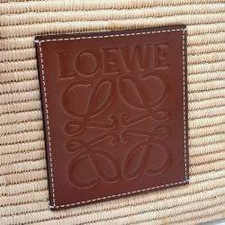 Pre Owned Loewe Beige, Brown Raffia Square Basket Bag Small