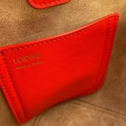 مملوكة مسبقًا Loewe Pebble Bucket 2-Way Shoulder Bag Orange Leather Size Mini