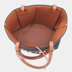 Pre Owned Loewe Logo 2-way Navy Wool Leather Tote Bag