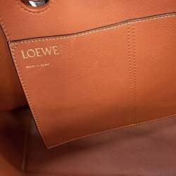 Pre Owned Loewe Logo 2-way Navy Wool Leather Tote Bag