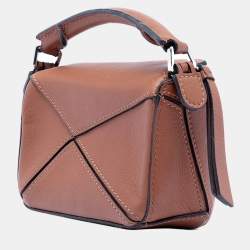 Pre Owned Loewe Brown Nano Calfskin Puzzle Satchel
