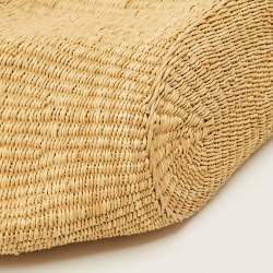 Pre Owned Loewe Brown/Natural Woven Raffia and Leather Shell Basket Tote