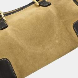 Pre Owned Loewe Amazona 28 Beige Suede Top Handle Bag