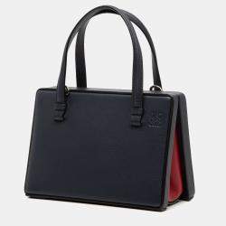 Pre Owned Loewe Blue Small Leather London Postal Top Handle Bag