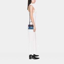 Pre Owned Loewe Blue Small Leather London Postal Top Handle Bag