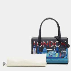 Pre Owned Loewe Blue Small Leather London Postal Top Handle Bag