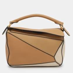 Pre Owned Loewe Puzzle Small Tri Color Leather Top Handle Bag