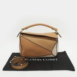 Pre Owned Loewe Puzzle Small Tri Color Leather Top Handle Bag