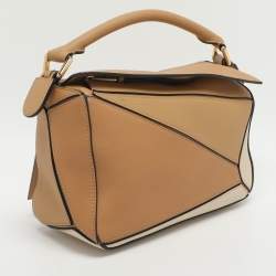 Pre Owned Loewe Puzzle Small Tri Color Leather Top Handle Bag