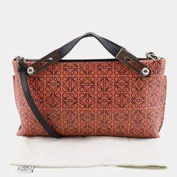 Pre Owned Loewe Black, Pink Small Repeat Anagram Leather Missy Satchel