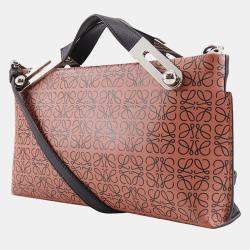 Pre Owned Loewe Black, Pink Small Repeat Anagram Leather Missy Satchel