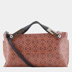 Pre Owned Loewe Black, Pink Small Repeat Anagram Leather Missy Satchel