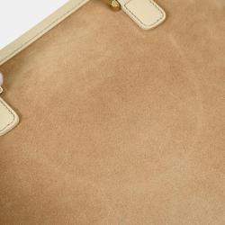 Pre Owned Loewe Amazona 28 Beige Suede Top Handle Bag