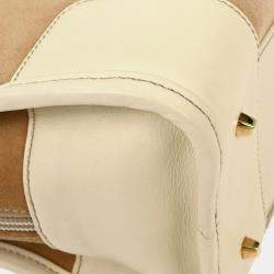 Pre Owned Loewe Amazona 28 Beige Suede Top Handle Bag