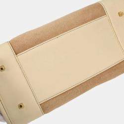Pre Owned Loewe Amazona 28 Beige Suede Top Handle Bag