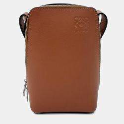 Pre Owned حقيب ة صندوق جلدية بنية لويس