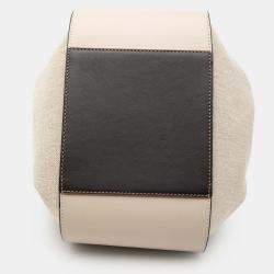 Pre Owned Loewe Beige Small Leather and Canvas Hammock Bag