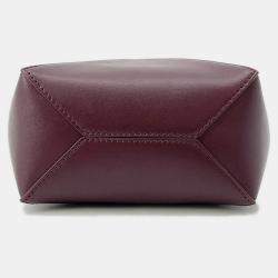 Pre Owned Loewe Puzzle Fold Tote Bordeaux Shiny Calf Leather Size Mini