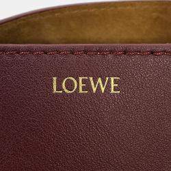 Pre Owned Loewe Puzzle Fold Tote Bordeaux Shiny Calf Leather Size Mini