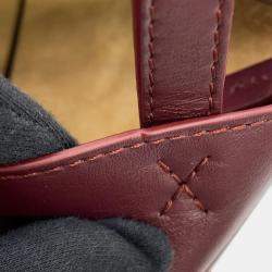 Pre Owned Loewe Puzzle Fold Tote Bordeaux Shiny Calf Leather Size Mini