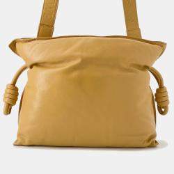 Pre Owned Loewe Puffer Flamenco Clutch Shoulder Bag Camel Leather