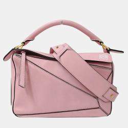 Pre Owned Loewe Anagram Puzzle Bag Small Pink Leather 2-Way Handbag/Shoulder Bag