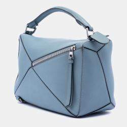 Pre Owned Loewe Blue Medium Calfskin Puzzle Satchel