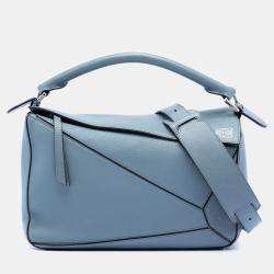 Pre Owned Loewe Blue Medium Calfskin Puzzle Satchel