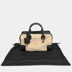 Pre Owned حقيبة لويفي أمازونا ٢٨ فرو وجلد بيج/أسود