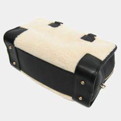 Pre Owned حقيبة لويفي أمازونا ٢٨ فرو وجلد بيج/أسود