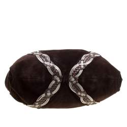 مملوكة مسبقًا حقيبة لويفي مزخرفة مضفرة سويدي بنية داكنة