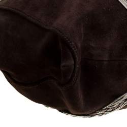 مملوكة مسبقًا حقيبة لويفي مزخرفة مضفرة سويدي بنية داكنة