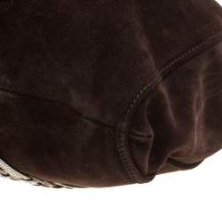 مملوكة مسبقًا حقيبة لويفي مزخرفة مضفرة سويدي بنية داكنة