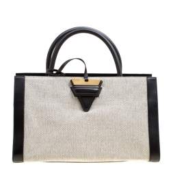 Loewe Black/Monochrome Canvas and Leather Barcelona Top Handle Bag