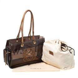 Pre Owned حقيبة يد لويفي امازونا بلاستيك مشمع و جلد بني