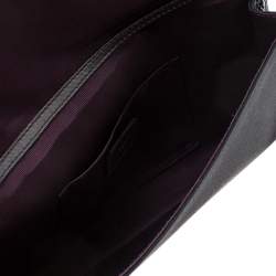 Pre Owned Loewe Dark Grey Satin and Embossed Lizard Flap Clutch