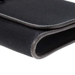 Pre Owned Loewe Dark Grey Satin and Embossed Lizard Flap Clutch