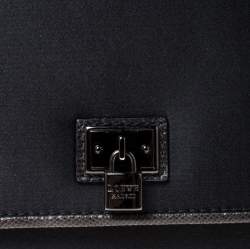 Pre Owned Loewe Dark Grey Satin and Embossed Lizard Flap Clutch
