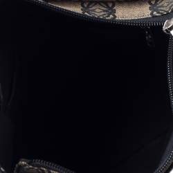 Pre Owned Loewe Black/Beige Anagram Logo Canvas and Leather Tote