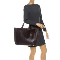 مملوكة مسبقًا Loewe Dark Brown Leather Heritage Shopper Tote