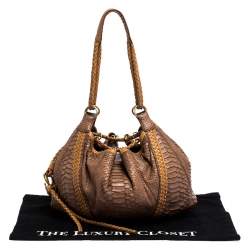 مملوكة مسبقًا Loewe Brown/Tan Python Leather Drawstring Shoulder Bag