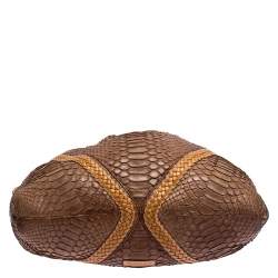 مملوكة مسبقًا Loewe Brown/Tan Python Leather Drawstring Shoulder Bag