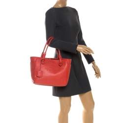 Pre Owned Loewe Coral Orange Leather Heritage Tote