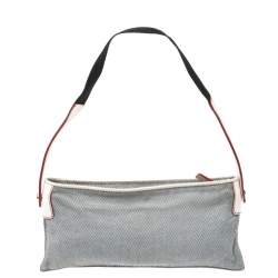 مملوكة مسبقًا Loewe Grey/White Canvas and Leather Small Shoulder Bag