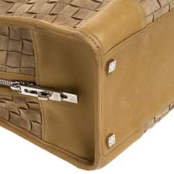 مملوكة مسبقًا Loewe Light Brown Leather and Suede Woven Amazona 36 Tote