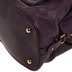 Pre Owned Loewe Purple Leather and Ostrich Front Pocket Satchel