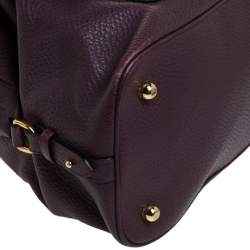 Pre Owned Loewe Purple Leather and Ostrich Front Pocket Satchel