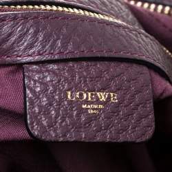 Pre Owned Loewe Purple Leather and Ostrich Front Pocket Satchel