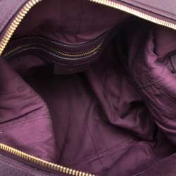 Pre Owned Loewe Purple Leather and Ostrich Front Pocket Satchel